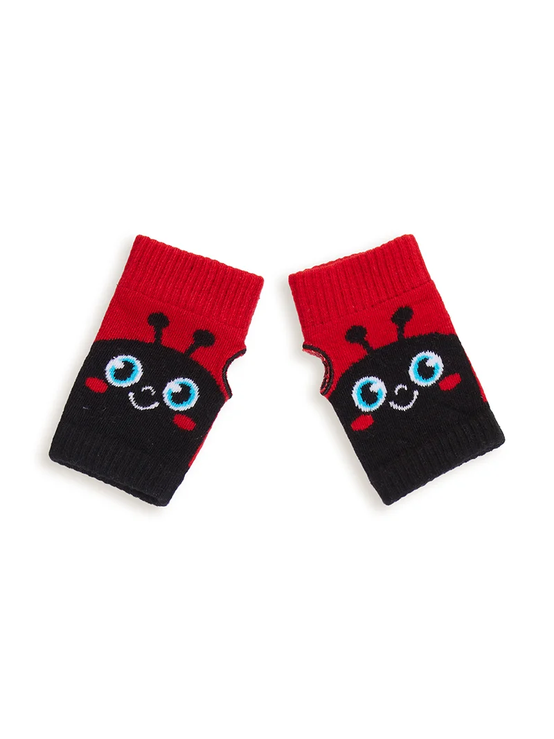 دينوكيدس قفازات بناتي محبوكة على شكل دعسوقة